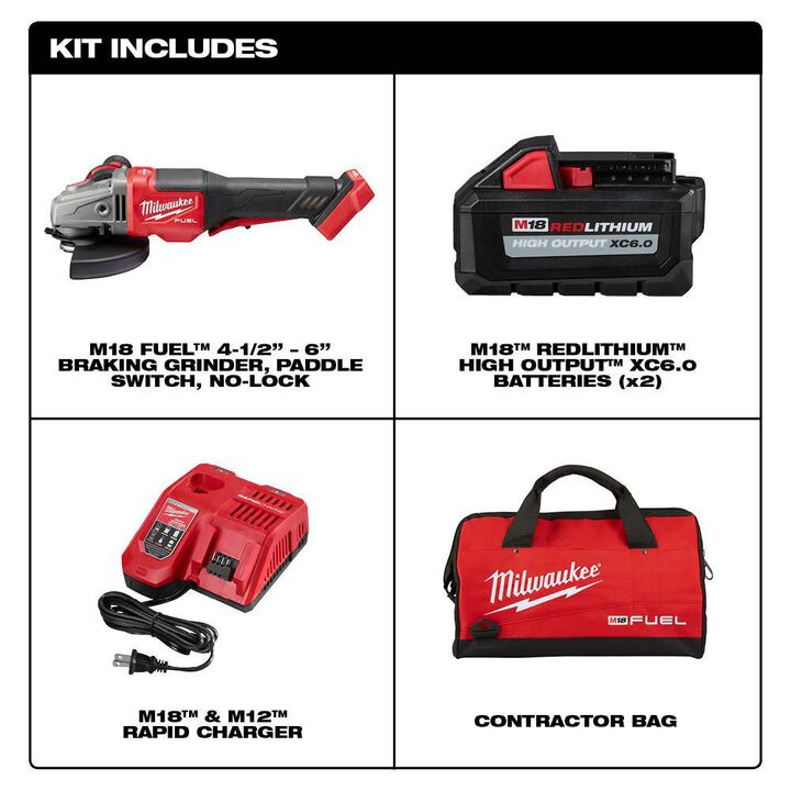 Milwaukee M18 FUEL 4 1/2inch-6inch No Lock Braking Grinder with Paddle Switch Kit, large image number 16