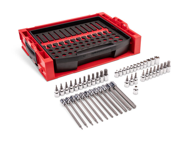 Tekton 3/8 Inch Standard and Long Bit Sockets, Drawer and Rack, 48 Pieces, large image number 1
