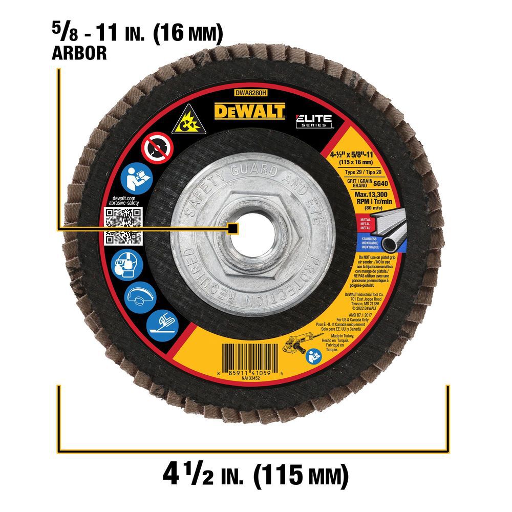 DEWALT 4 1/2in X 5/8in 11 SG40 T29 Ceramic Flap Disc, large image number 2