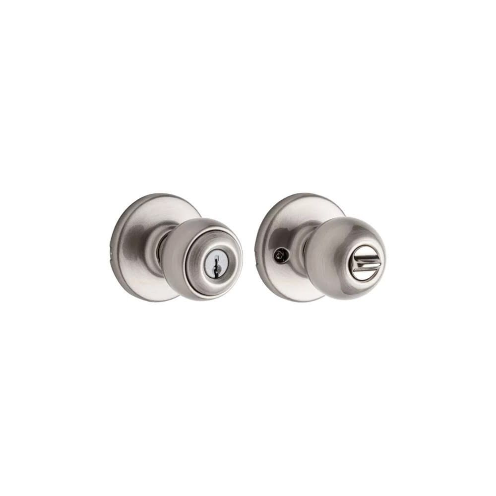 Kwikset Satin Nickel Security Keyed Entry Exterior Polo Lockset Knob, large image number 1