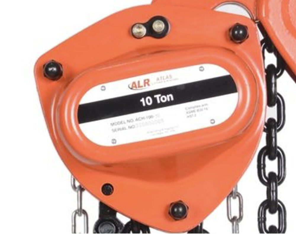Atlas Lifting and Rigging ACH 10 Ton Chain Hoist 22000 lbs 10 Ft. Lift, large image number 2