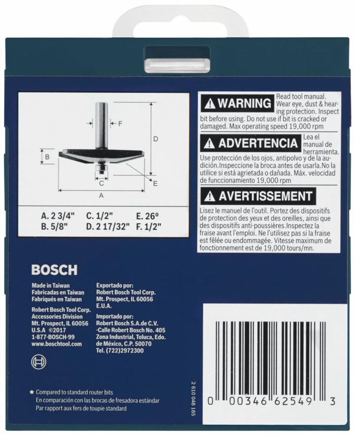 Bosch 2 3/4in x 5/8in Carbide Tipped Traditional Raised Panel Router Bit, large image number 3