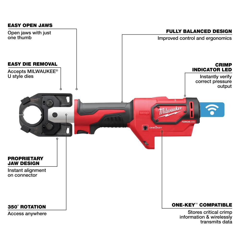 Milwaukee M18 FORCE LOGIC 600 MCM AL Crimper with 750 MCM Expanded Jaw (Bare Tool), large image number 7