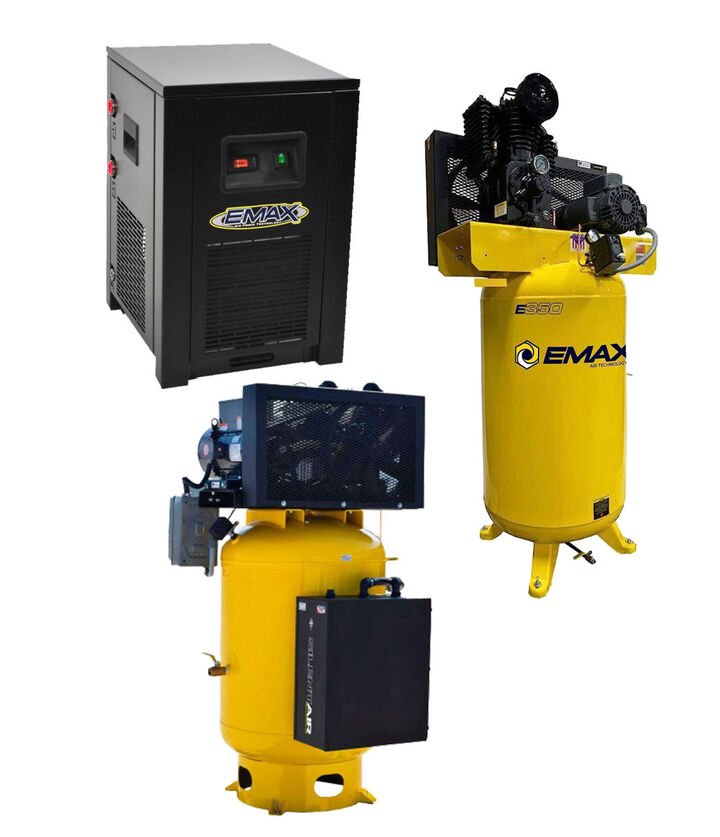 EMAX 80 Gallon 175 Psi 5HP Vertical Air Compressor with Silencer Kit & Air Dryer Bundle, large image number 0