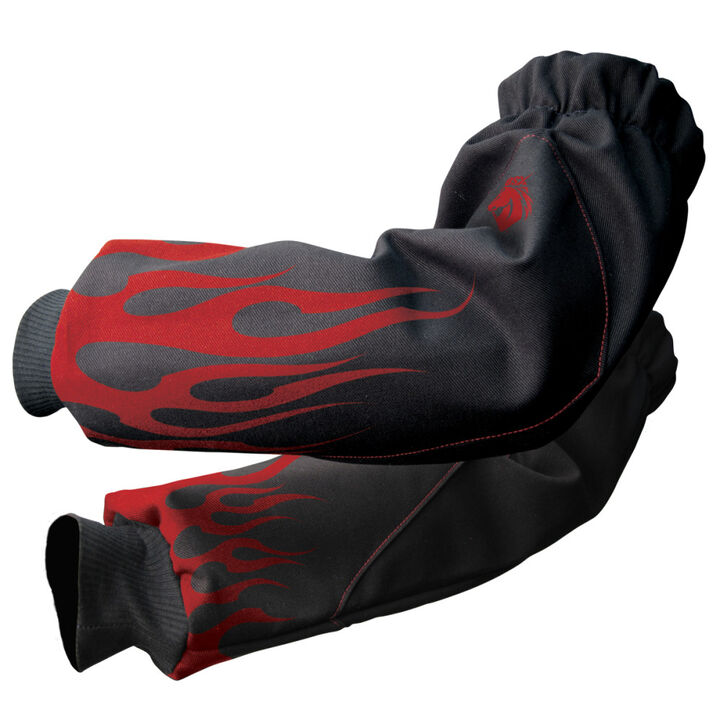 Black Stallion Welding Sleeve 9oz Black With Red Flame FR Cotton