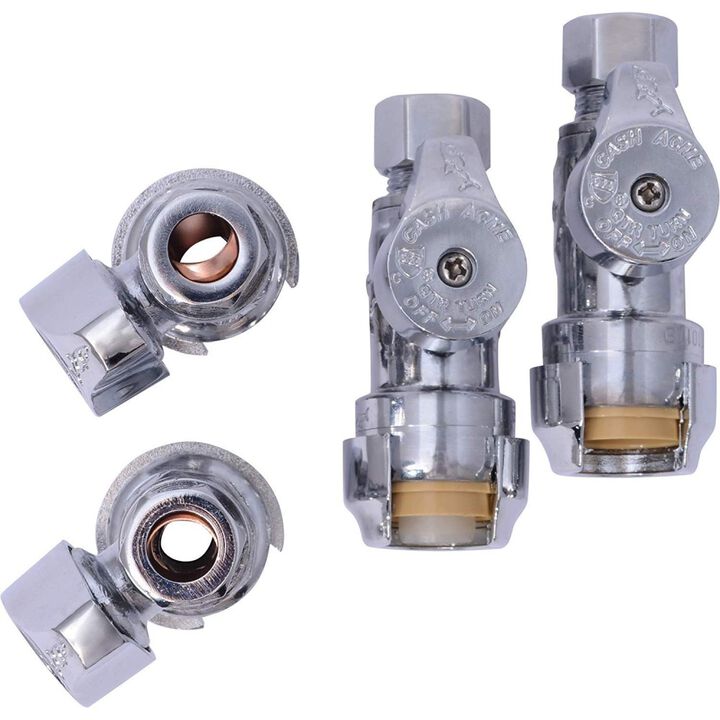 Sharkbite 1/2in Push T x 3/8in S Brass Straight Stop Valve
