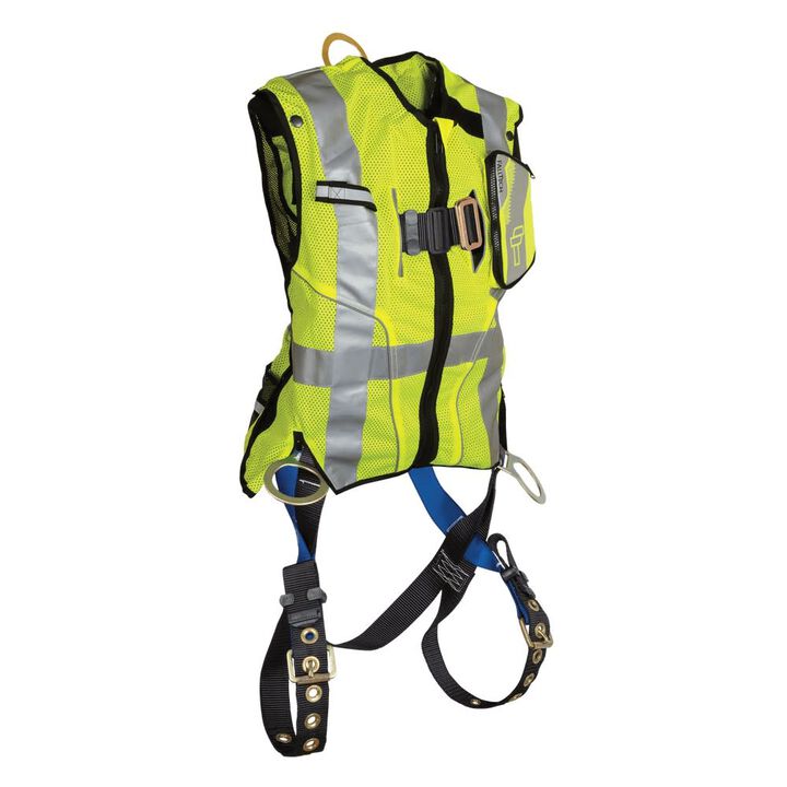 Falltech Hi Visibility Lime Class 2 Vest with Harness S/M