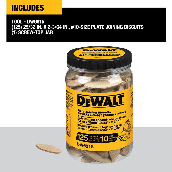 DEWALT Tube of 125 No. 10 size Biscuits, large image number 1