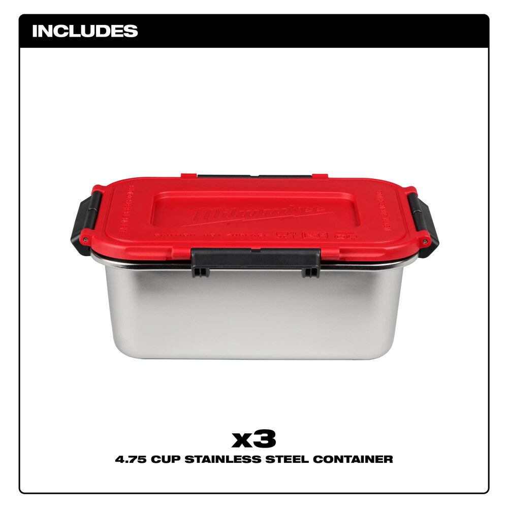Milwaukee Stainless Steel Containers for M18 Jobsite Lunch Warmer 3 Pieces, large image number 3