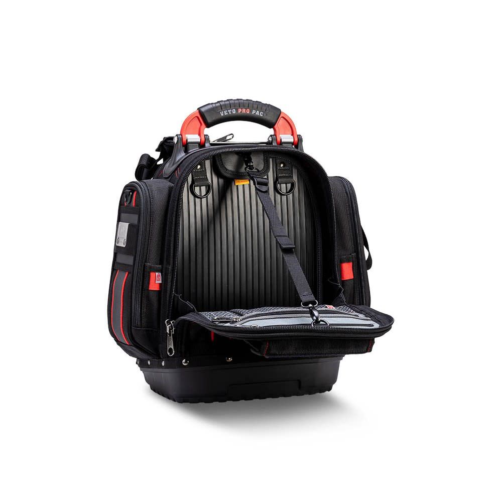 Veto Pro Pac 40 Lbs Small Zippered Compact Tool Backpack, Black/Red, large image number 13