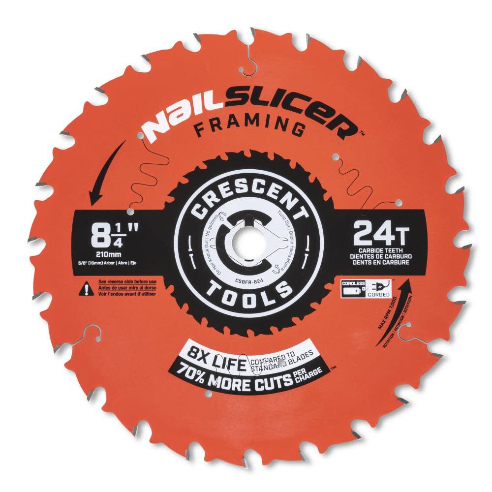 Crescent Circular Saw Blade 8 1/4in x 24 Tooth NailSlicer Framing, large image number 1