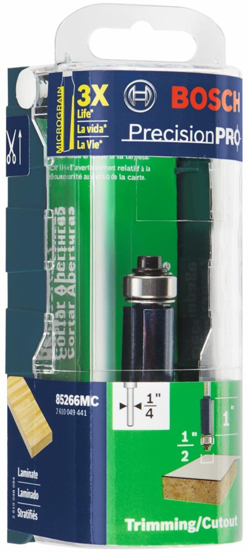 Bosch 1/2 Inch x 1 Inch Carbide-Tipped Double-Flute Flush Trim Router Bit, large image number 3