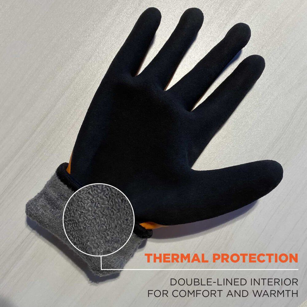 Ergodyne ANSI A5 Coated Waterproof Cut Resistant Gloves, Orange and Black, large image number 3