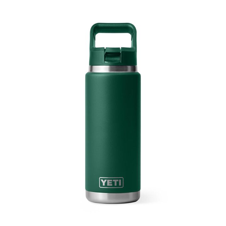 YETI Rambler 26 Oz Water Bottle with Straw Cap Black Forest Green