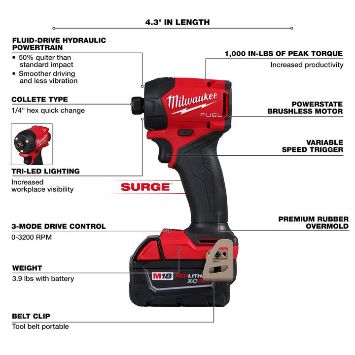 Milwaukee M18 Fuel 2 Tool Combo Kit with 4-1/2 inch Paddle Switch Grinder, large image number 3