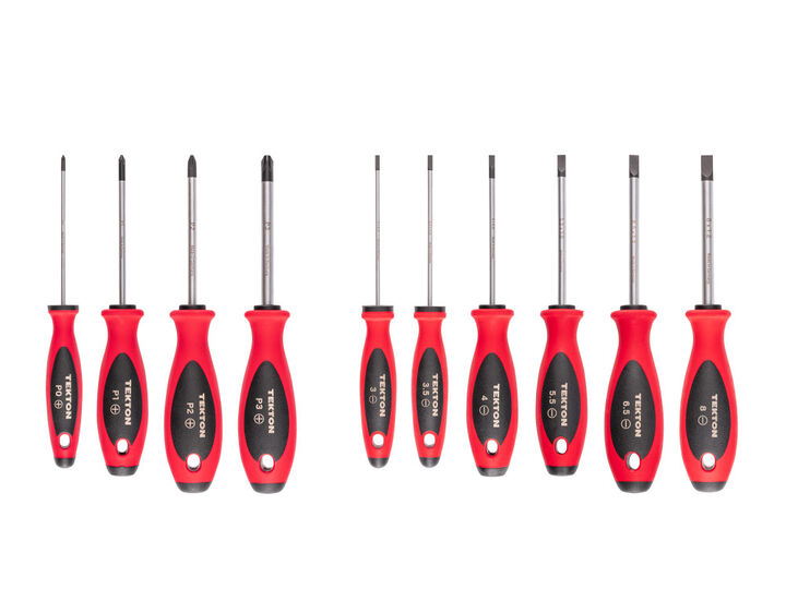 Tekton Phillips and Slotted Screwdriver Set 10 Piece #0-#3 3-8 mm