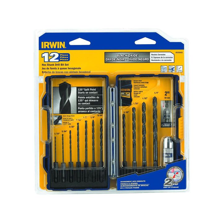 Irwin Black Oxide HSS 1/4 Inch Hex Shank Fractional Drill Bit Set 12 Pieces, large image number 5