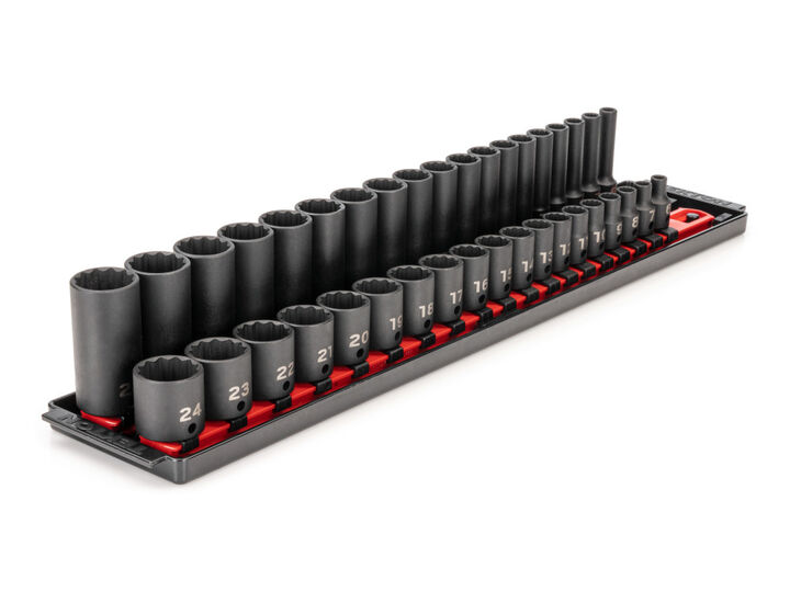 Tekton 3/8 Inch 12 Point Impact Socket Set, 38 Pieces (6-24 mm)