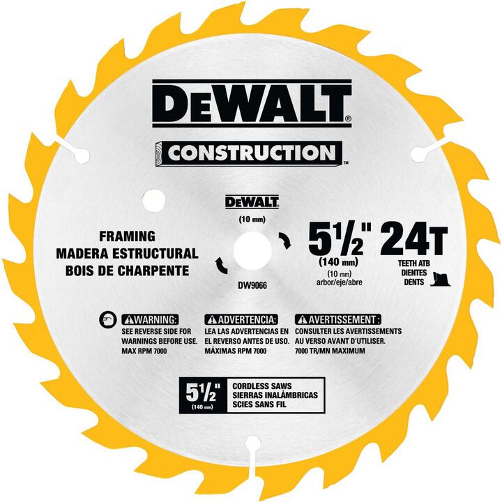 DEWALT 5 1/2 Inch 24 T Rough Finish Carbide Circular Saw Blade
