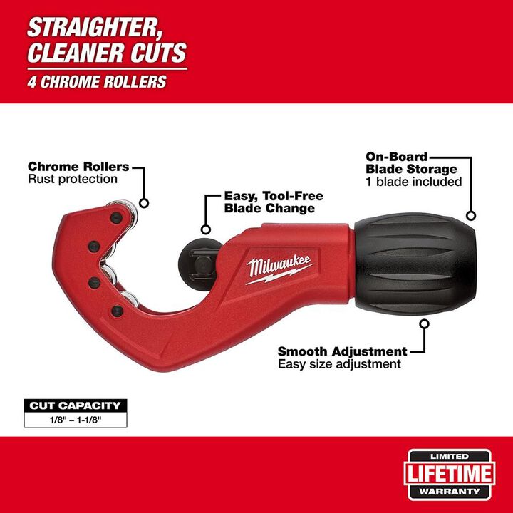 Milwaukee 1 in. Constant Swing Copper Tubing Cutter, large image number 1