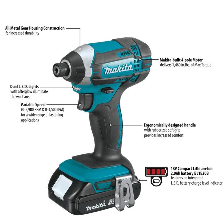 Makita 18V LXT Lithium-Ion Compact Cordless Impact Driver Kit (1.5Ah), large image number 6