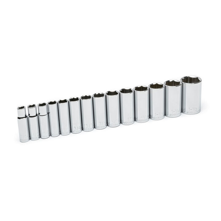 GEARWRENCH 1/2in Drive 6 Point Deep SAE Socket Set 14pc