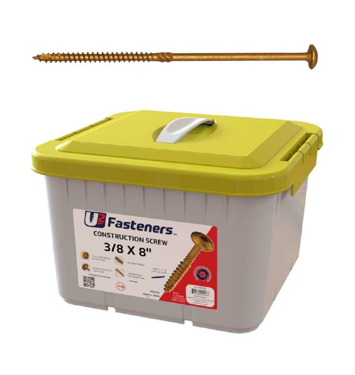 U2 Fasteners Construction Screw 3/8 Inch X 8 Inch, 300ct