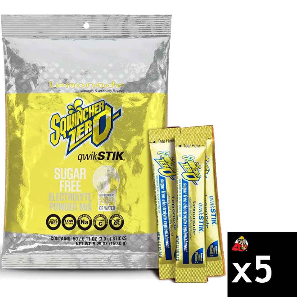 Sqwincher Zero Qwik Stik Single Serve Lemonade Hydration Pack 5 50 Count Bags 250 Pieces, large image number 1