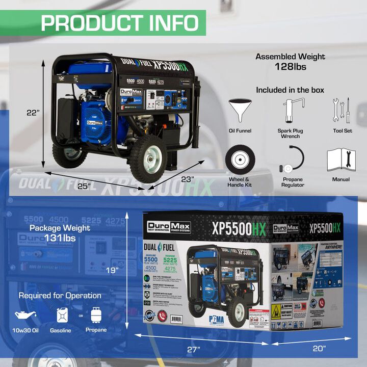 Duromax 5,500 Watt Dual Fuel 50-State Portable Generator with CO Alert, large image number 12
