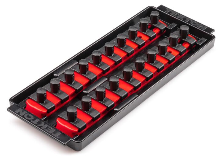 Tekton 20 Slot Universal Socket Organizer for 3/8 Inch Drive Sockets and Bit Sockets, Red, large image number 1