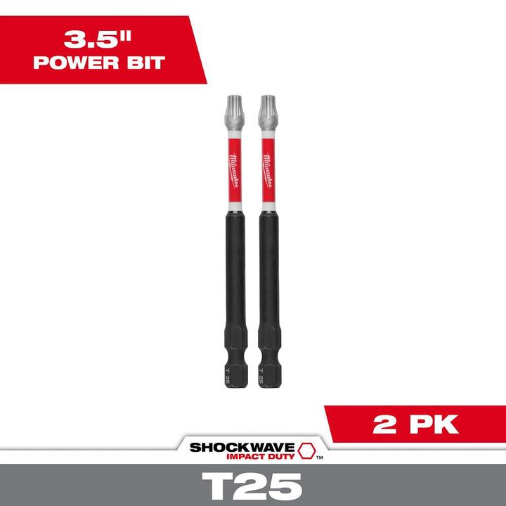Milwaukee SHOCKWAVE Impact Bit 3 1/2inch T25 2pk