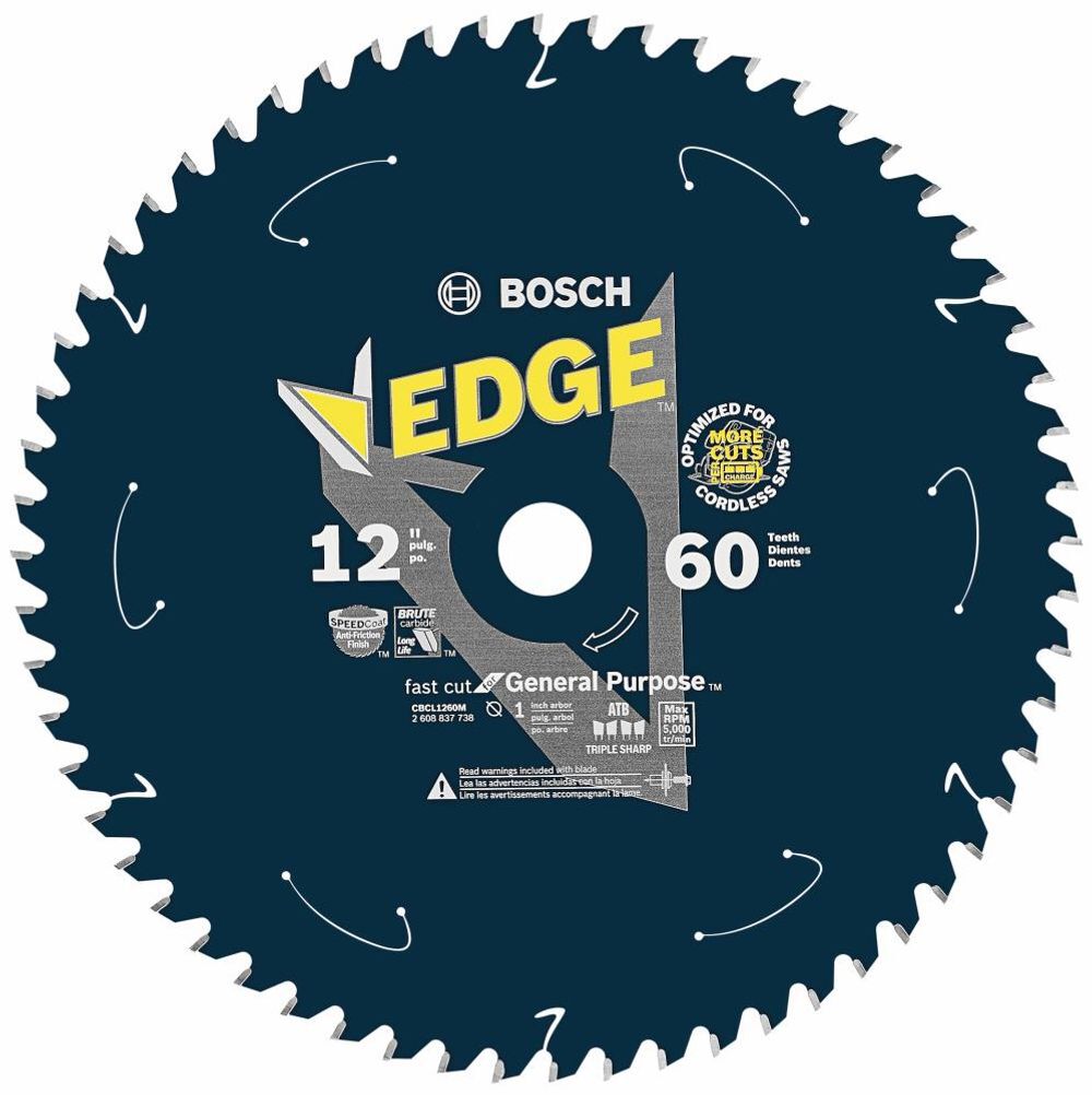 Bosch 12 Inch 60 Tooth Edge Cordless Circular Saw Blade for General Purpose, large image number 1