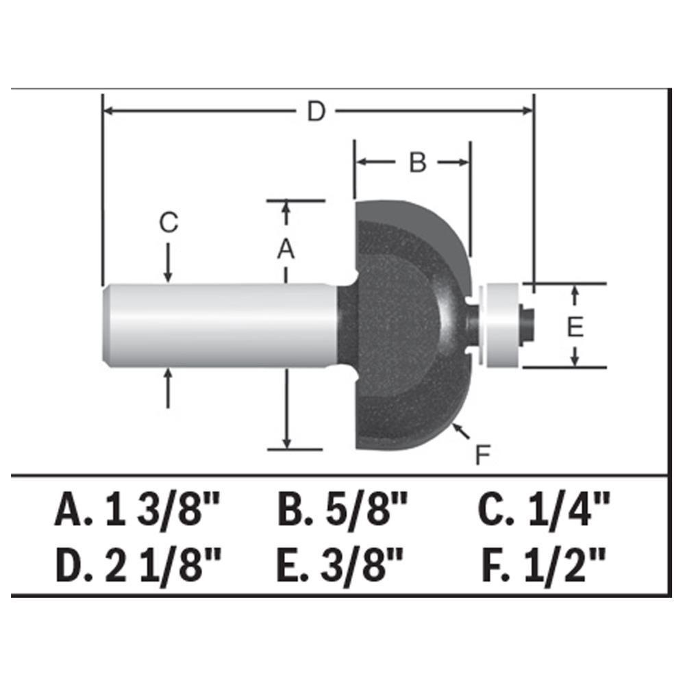 Bosch 1/2in x 5/8in Carbide Tipped Cove Router Bit, large image number 5