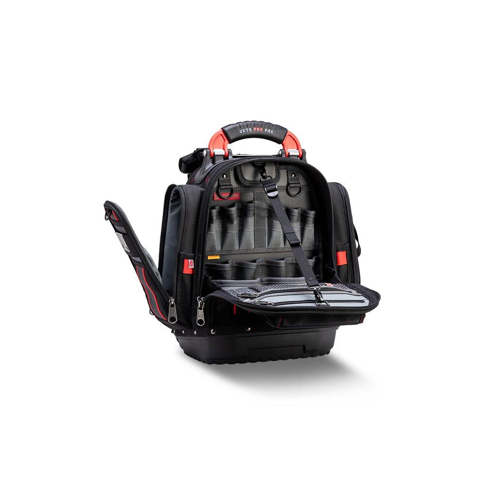 Veto Pro Pac 40 Lbs Small Zippered Compact Tool Backpack, Black/Red, large image number 8
