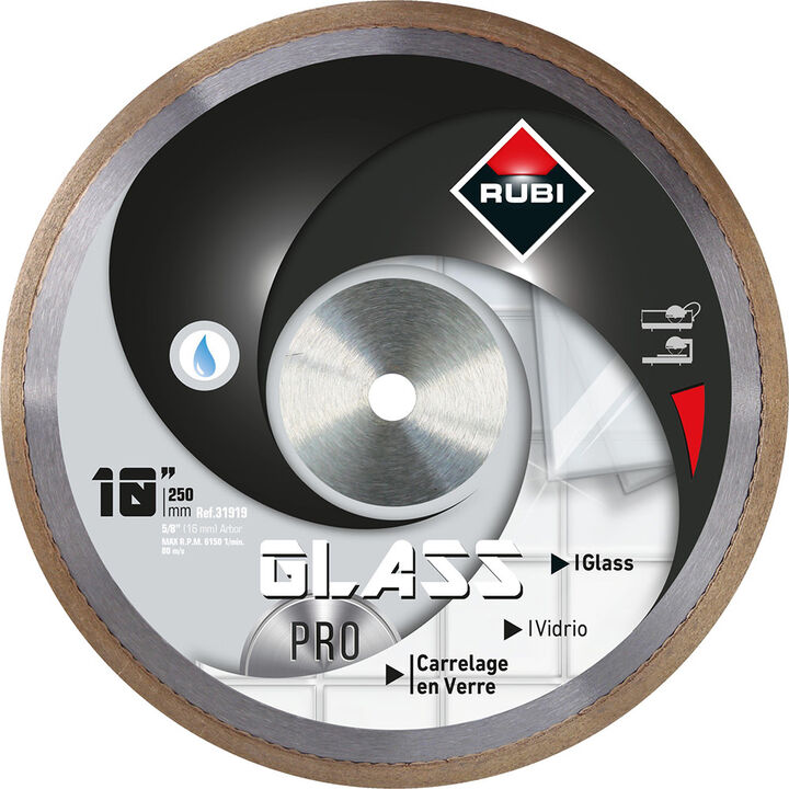 Rubi Tools 10 Inch Pro Continuous Rim Diamond Blade for Glass