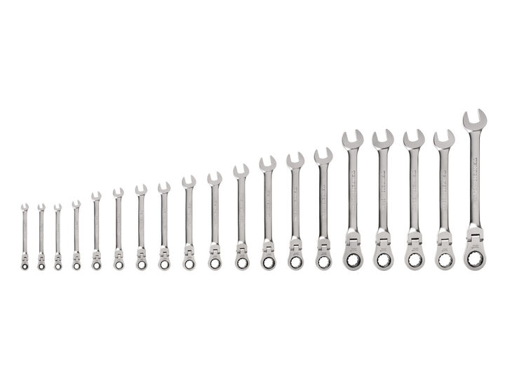 Tekton Flex Head 12 Point RatchetIng CombInation Wrench Set 19 Piece