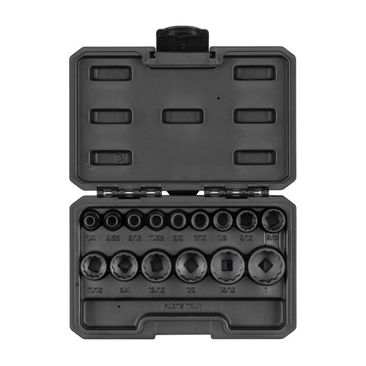 Tekton 3/8 Inch 12 Point Impact Socket Set Case, 15 Pieces (1/4-1 Inch), large image number 1