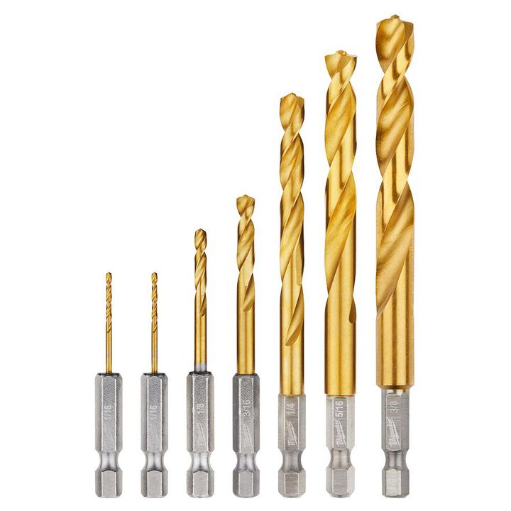 Milwaukee 7PC SHOCKWAVE Impact Duty RED HELIX Titanium Drill Bit Set