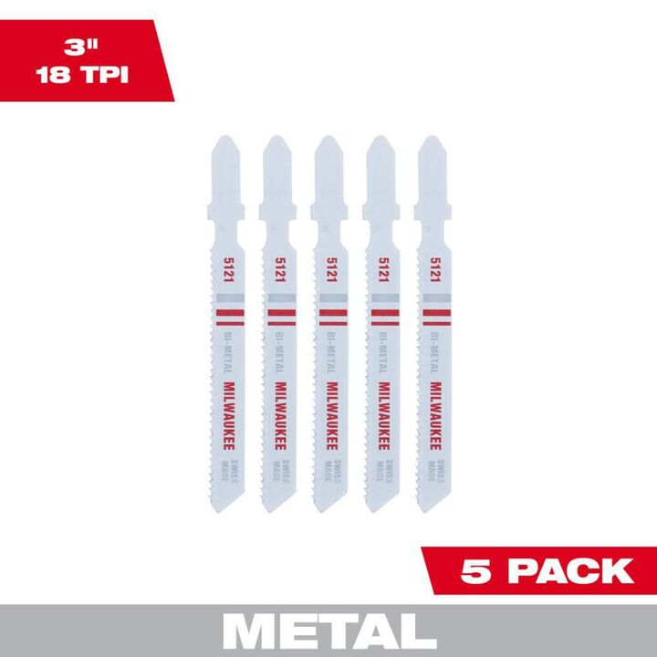 Milwaukee 3 in. 18 TPI Bi-Metal Jig Saw Blade 5PK