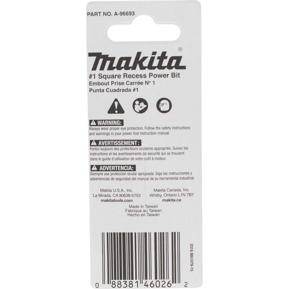 Makita Impact X #1 Square Recess 2 Power Bit 2/pk, large image number 4