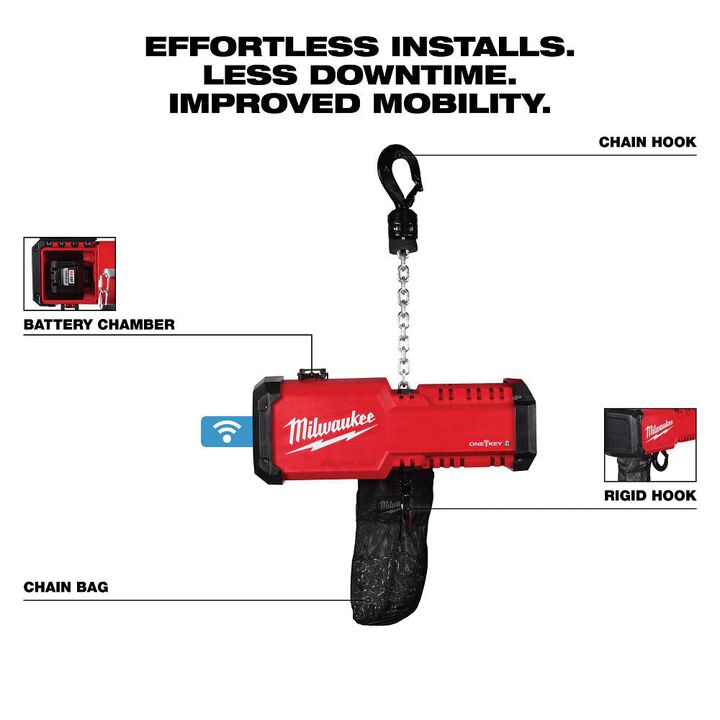 Milwaukee M18 Compact 1 Ton Chain Hoist Kit with ONE-KEY, large image number 2