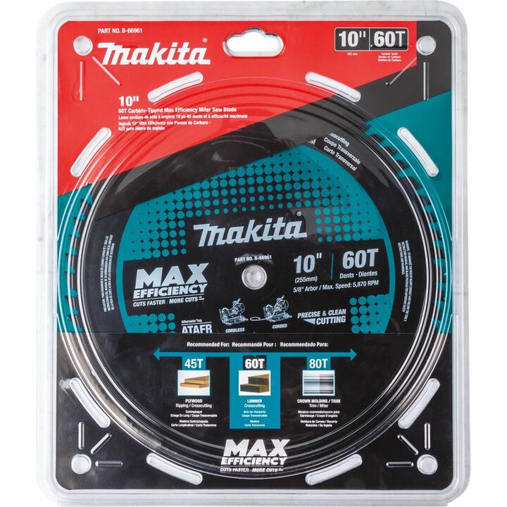 Makita 10in 60T Carbide-Tipped Max Efficiency Miter Saw Blade, large image number 6