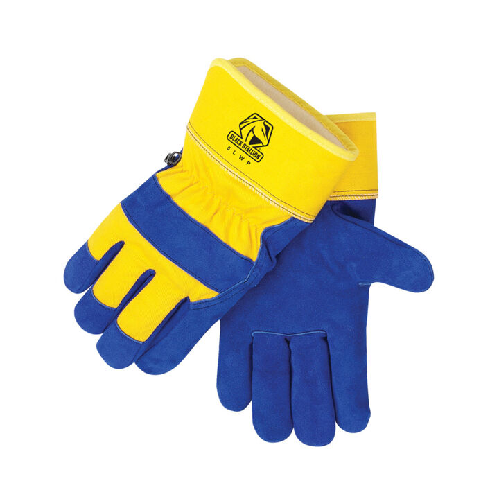Black Stallion Blue Split Cowhide Leather Winter Gloves Large