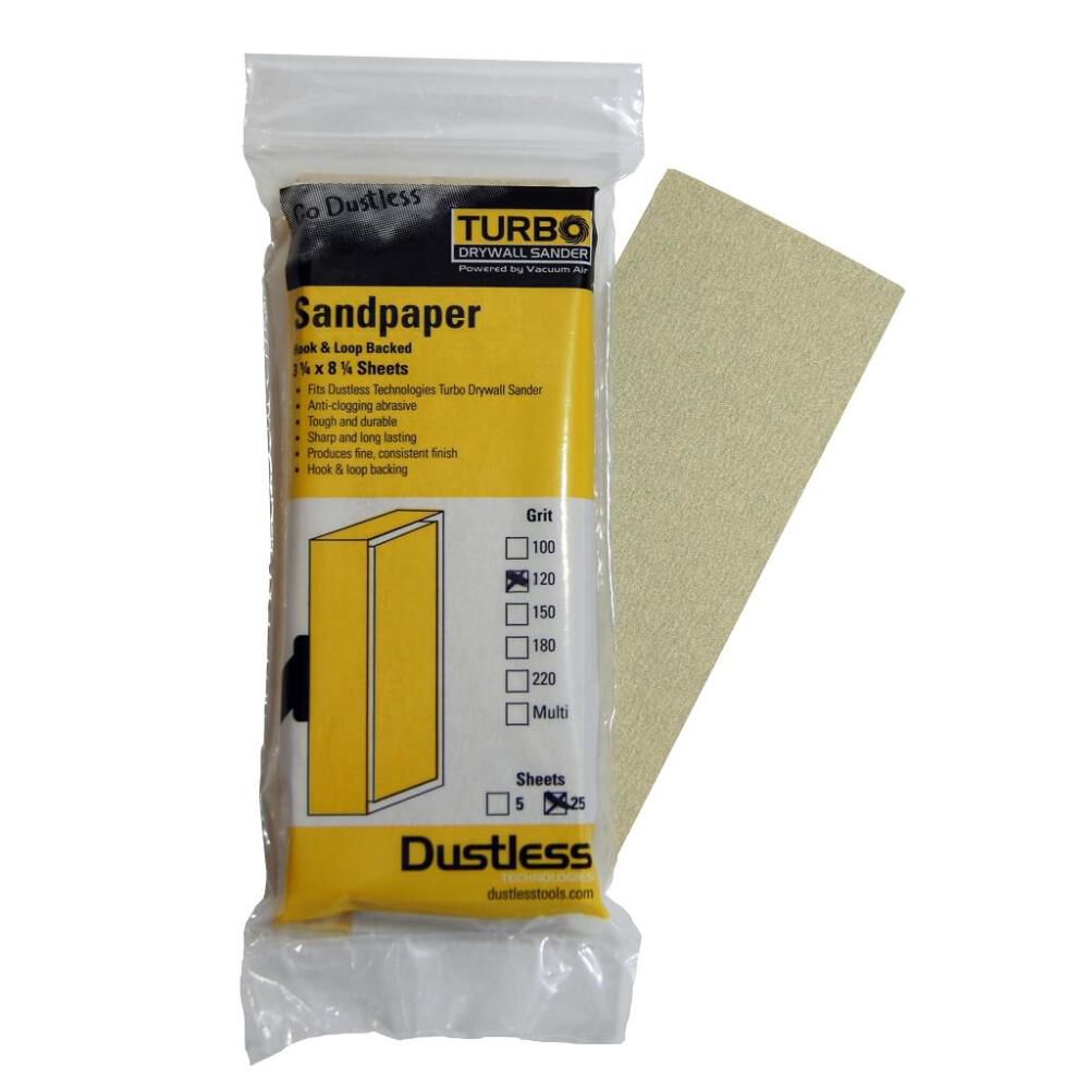 Dustless Technologies Tan 120 Grit Sandpaper For 50001 Sander - 25 Pack, large image number 2