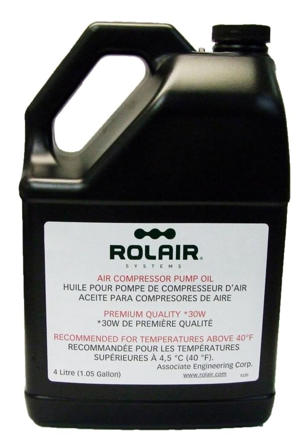 Rolair 1 Gallon (Bottle) Standard 30 wt Air Compressor Oil, large image number 1