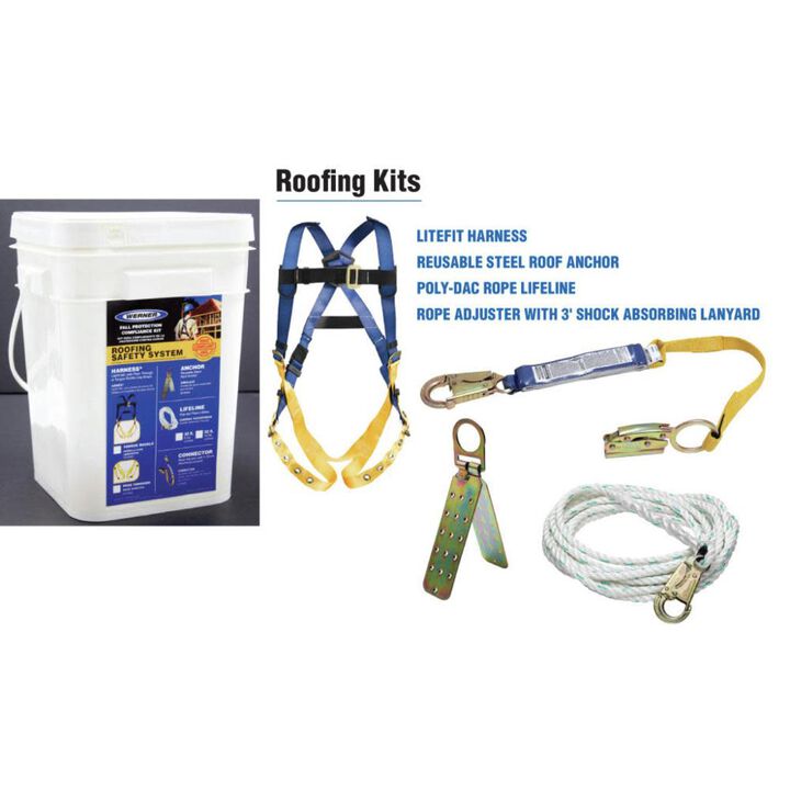 Werner Roofing Kit 30ft Deluxe Tongue Buckle Harness Duffel Bag, large image number 1
