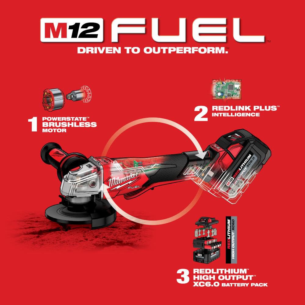 Milwaukee M18 FUEL 4-1/2 Inch / 5 Inch Variable Speed Braking Grinder, Paddle Switch No-Lock-Reconditioned (Bare Tool), large image number 7
