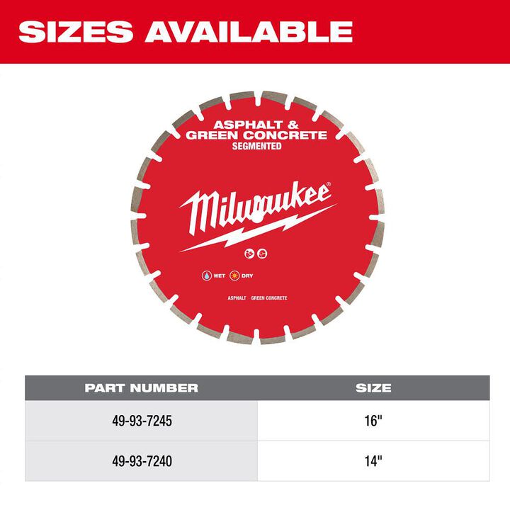 Milwaukee 16 Inch Segmented Rim Diamond Blade for Asphalt and Green Concrete, large image number 5