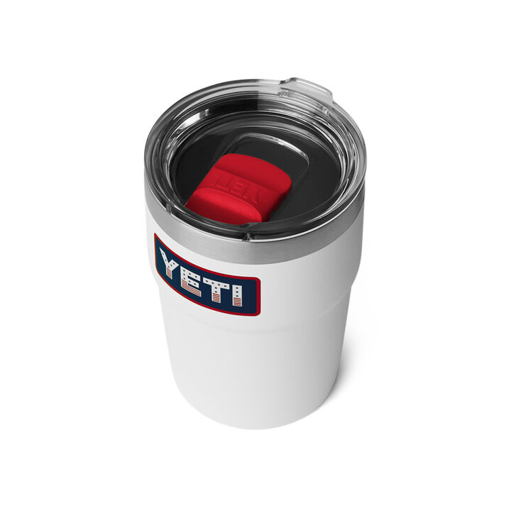 YETI Rambler 16 Oz Stackable Pint with Magslider Lid White with Patriotic Badge, large image number 2