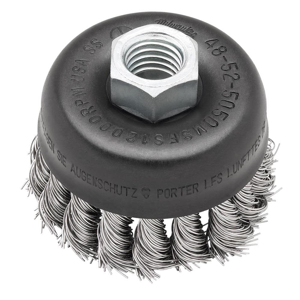 Milwaukee 3 Inch Stainless Steel Knot Wire Cup Brush, large image number 1